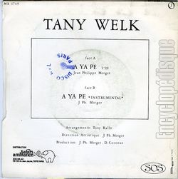 [Pochette de A ya pe (Tany WELK) - verso]