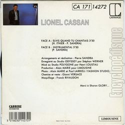 [Pochette de Elvis quand tu chantais (Lionel CASSAN) - verso]