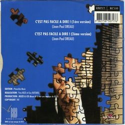 [Pochette de C’est pas facile  dire (Patrice ARNAUD) - verso]