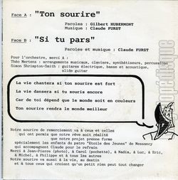 [Pochette de Ton sourire (Claude FURST) - verso]