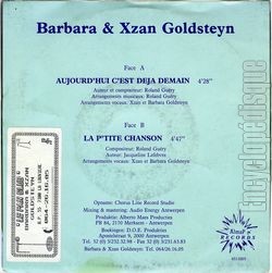 [Pochette de Aujourd’hui c’est dj demain (Barbara et Xzan GOLDSTEYN) - verso]