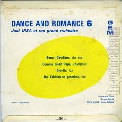 [Pochette de Dance and romance n 6 (Jack IRSA) - verso]