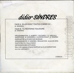 [Pochette de Elles sont toutes comme a (Didier SINDRES) - verso]
