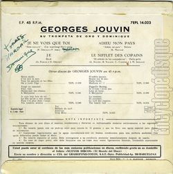 [Pochette de Je ne vois que toi (Georges JOUVIN) - verso]