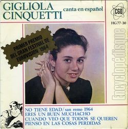[Pochette de No tiende edad "Non ho l’eta" (Gigliola CINQUETTI)]
