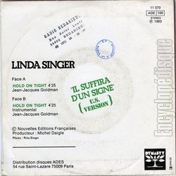 [Pochette de Hold on tight "Il suffira d’un signe" (Linda SINGER) - verso]