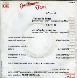 [Pochette de J’ai pas le blues (Guillaume FERRY) - verso]