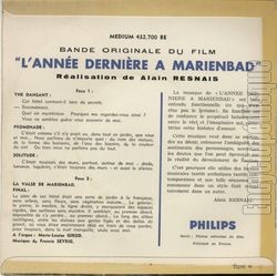 [Pochette de L’Anne dernire  Marienbad (B.O.F.  Films )]