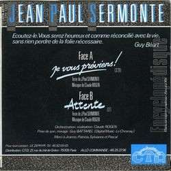 [Pochette de Je vous prviens (Jean-Paul SERMONTE) - verso]