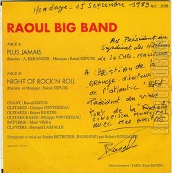 [Pochette de Plus jamais (RAOUL BIG BAND) - verso]