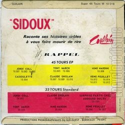 [Pochette de Sidoux raconte ses histoires drles  vous faire mourir de rire (SIDOUX) - verso]