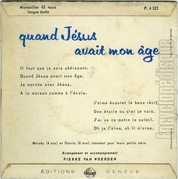 [Pochette de Quand Jsus avait mon ge (MELODY et DANILO) - verso]