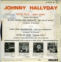 [Pochette de Petite fille (Johnny HALLYDAY) - verso]