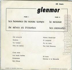 [Pochette de Les hommes de notre temps (GLENMOR) - verso]