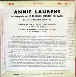 [Pochette de La valse de Romo (Annie LAURENS) - verso]