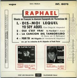 [Pochette de RAPHAL  Dis-moi lequel  (Les FRANCOPHILES) - verso]