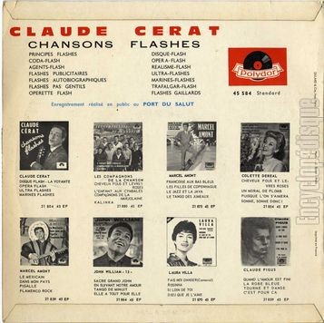 [Pochette de Chansons flashes (Claude CRAT) - verso]