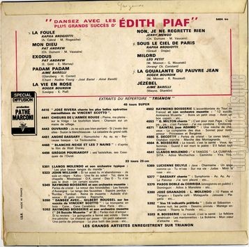 [Pochette de Dansez avec les plus grands succs d’dith Piaf (COMPILATION) - verso]