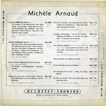 [Pochette de Michle Arnaud vol. 3 (Michle ARNAUD) - verso]