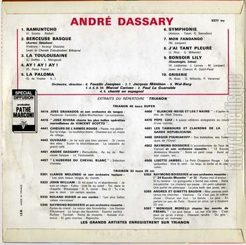 [Pochette de Andr Dassary chante ses grands succs (Andr DASSARY) - verso]