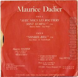 [Pochette de Maurice Dadier, "Le roi de la varit", chante… les routiers (Maurice DADIER) - verso]
