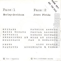 [Pochette de Harley Davidson (CEDEX) - verso]