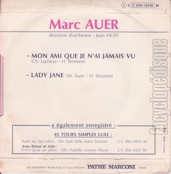 [Pochette de Mon ami que je j’ai jamais vu (Marc AUER) - verso]