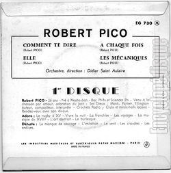 [Pochette de Comment te dire (Robert PICO) - verso]