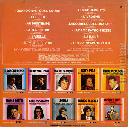 [Pochette de Le disque d’or (Jacques BREL) - verso]
