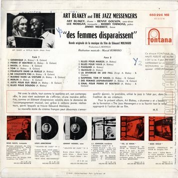 [Pochette de Des femmes disparaissent (B.O.F.  Films ) - verso]