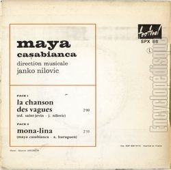 [Pochette de La chanson des vagues (Maya CASABIANCA) - verso]