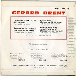 [Pochette de Comment veux-tu que je t’oublie ? (Grard BRENT) - verso]