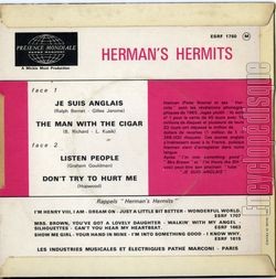 [Pochette de HERMAN’S HERMITS -  Je suis anglais  (Les FRANCOPHILES) - verso]
