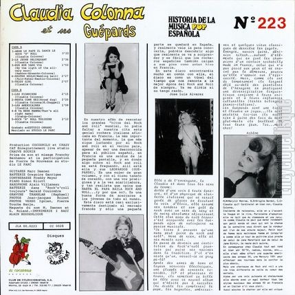 [Pochette de La fureur de vivre (Claudia COLONNA) - verso]