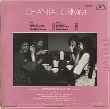 [Pochette de Variations en femmes majeures (Chantal GRIMM) - verso]