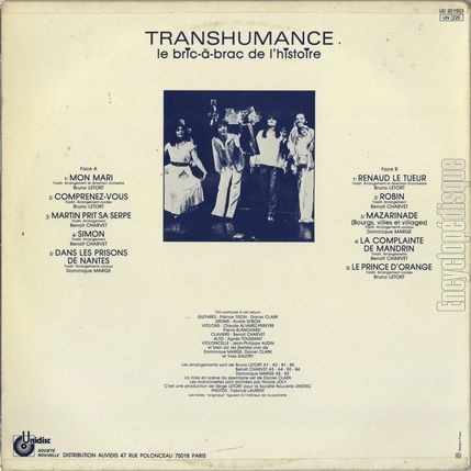 [Pochette de Le bric--brac de l’histoire (TRANSHUMANCE) - verso]
