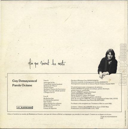 [Pochette de Parole ocane (Guy DEMAYSONCEL) - verso]