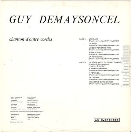 [Pochette de Chansons d’outre cordes (Guy DEMAYSONCEL) - verso]