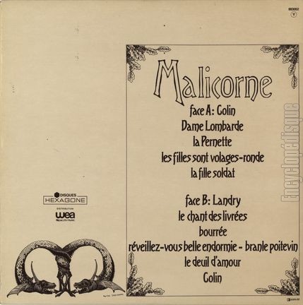 [Pochette de Premier album (MALICORNE) - verso]