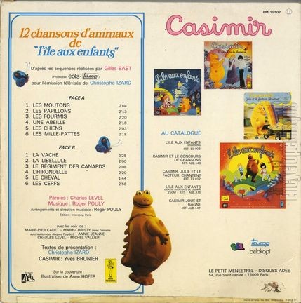 [Pochette de L’ile aux enfants - 12 chansons d’animaux (T.V. (Tlvision)) - verso]