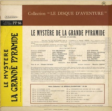 [Pochette de Le mystre de la Grande Pyramide (Le DISQUE D’AVENTURE) - verso]