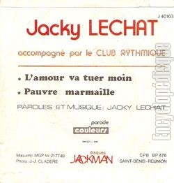 [Pochette de L’amour va tuer moin (Jacky LECHAT) - verso]