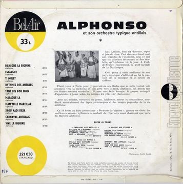[Pochette de Dansons la biguine (ALPHONSO (et son orchestre antillais)) - verso]