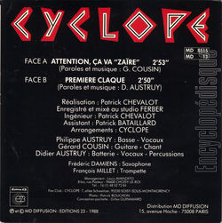 [Pochette de Attention, a va "Zare" (CYCLOPE) - verso]