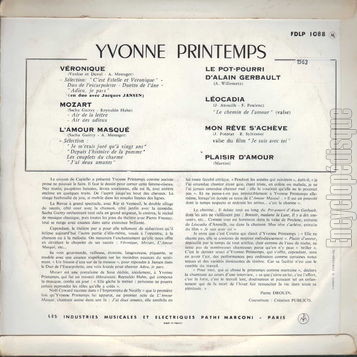 [Pochette de Vronique, Mozart, L’amour masqu… (Yvonne PRINTEMPS) - verso]