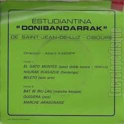 [Pochette de Airs populaires Basques et Espagnols (DONIBANDARRAK) - verso]