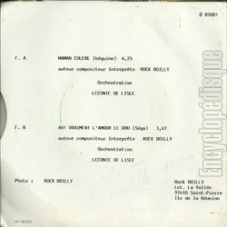 [Pochette de Maman colre / Ah ! Vraiment l’amour l dou (Rock BOILLY) - verso]