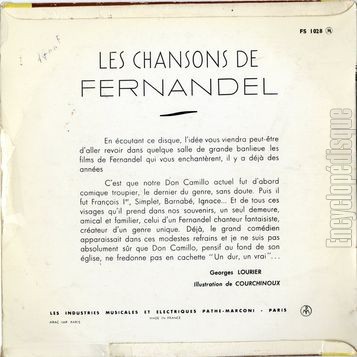 [Pochette de Les chansons de Fernandel (FERNANDEL) - verso]