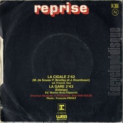 [Pochette de La cigale (EDWIGE) - verso]