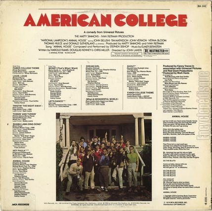 [Pochette de American college (B.O.F.  Films ) - verso]